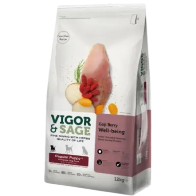 Vigor & Sage GOJI BERRY WELL-BEING -  Aliment complet aux baies de Goji pour chiots 12kg