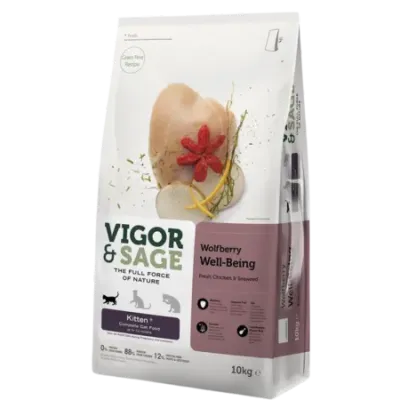 Vigor & Sage Wolfberry Well-Being – Aliment complet pour chatons 10 Kg