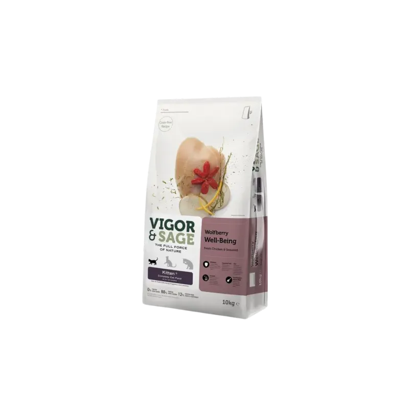 Vigor & Sage Wolfberry Well-Being – Aliment complet pour chatons 10 Kg