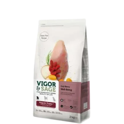 Vigor & Sage GOJI BERRY WELL-BEING -  Aliment complet aux baies de Goji pour chiots 2Kg