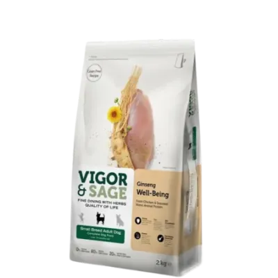 Vigor&Sage GINSENG WELL-BEING – Nourriture POUR CHIEN ADULTE MINI RACE 2Kg