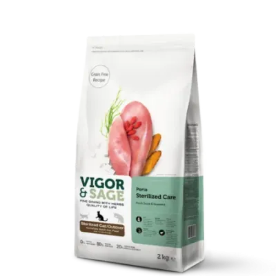 Vigor & Sage Poria Sterilised Care – Pour chat stérilisé d’extérieur 2Kg