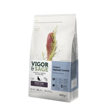 Vigor & Sage Oatgrass Hairball Control – Contrôle des boules de poils pour chat adulte 400g