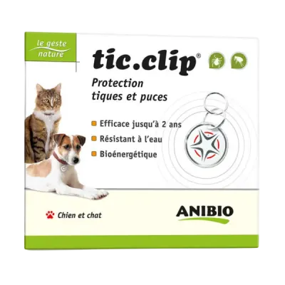 Médaille anti-tique et Anti-puce chien chat ANIBIO - MEDAILLE TIC- CLIP