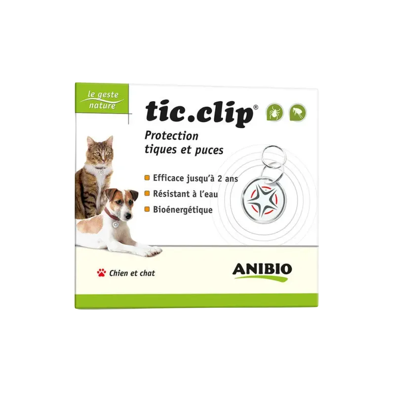 Médaille anti-tique et Anti-puce chien chat ANIBIO - MEDAILLE TIC- CLIP